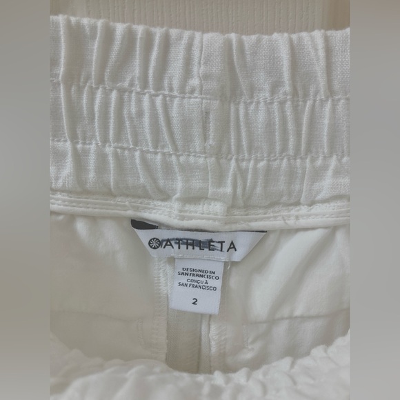 Athleta 100% Linen High Rise 4” Inseam White Cabo Shorts 2 Coastal Spring Summer - Picture 2 of 9